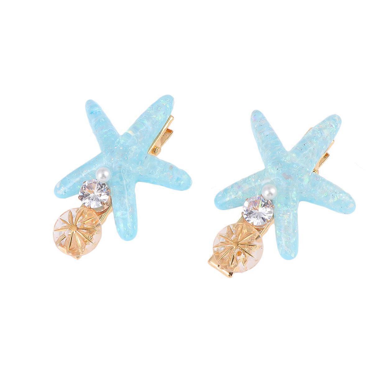 Pinces à cheveux en acrylique bleu ciel avec perle et à usage décoratif 2pcs