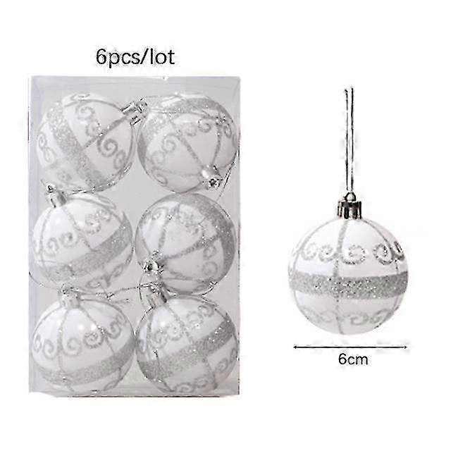 6pcs boules de Noël ornements d’arbre pour la décoration de fête à la maison