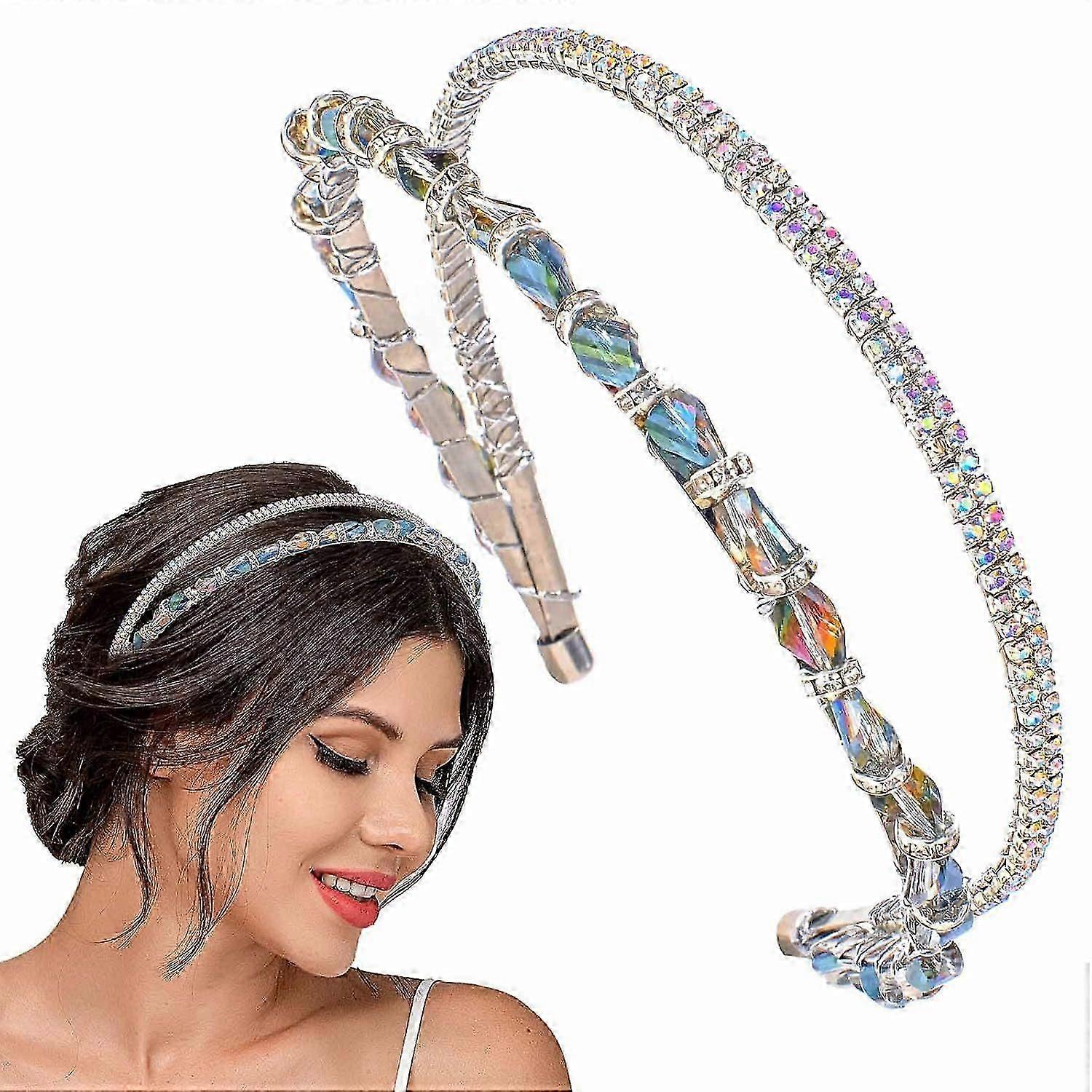 Colorful Rhinestone Headband Double Layered Crystal Headbands Sparkly Jeweled