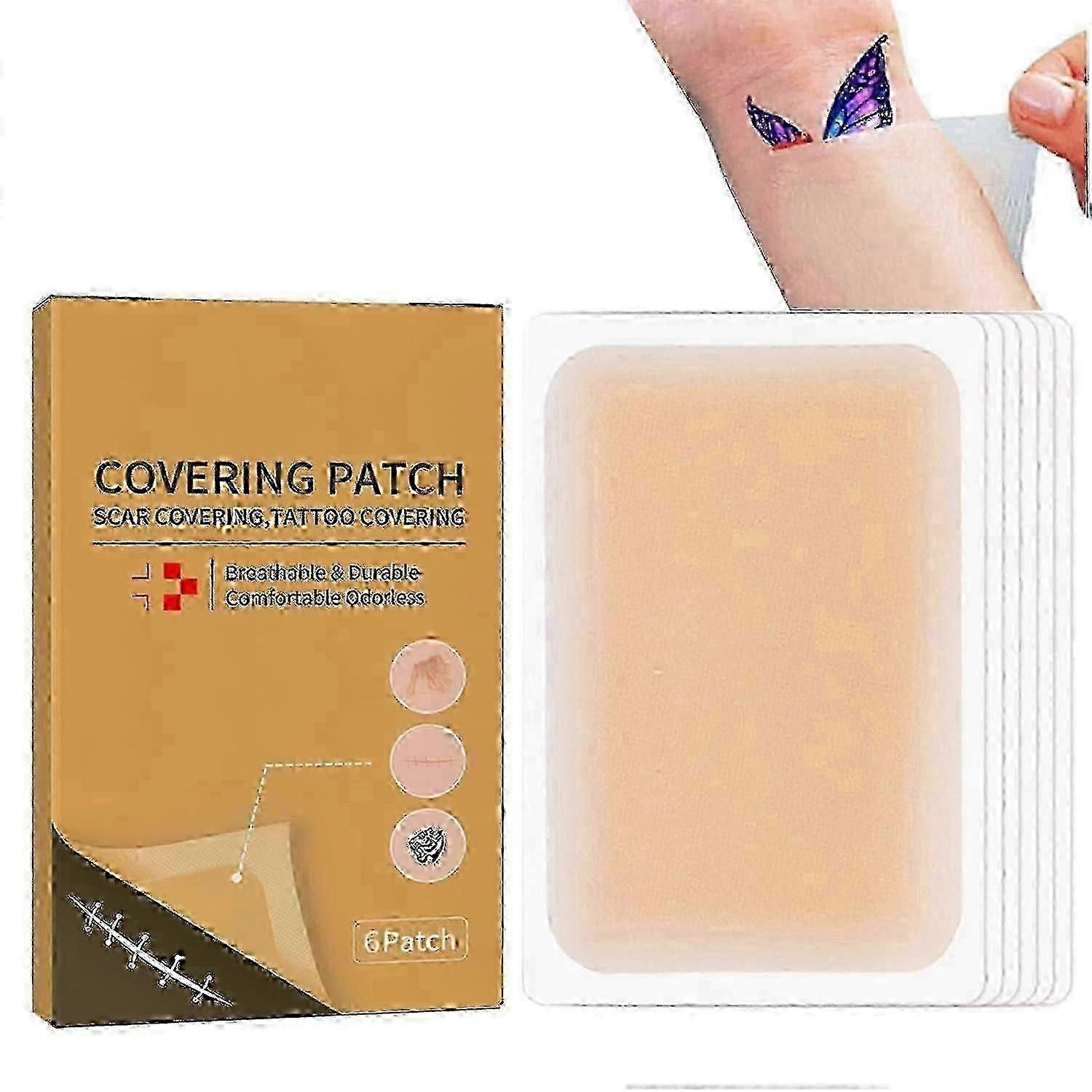 1-3box κάλυψη τατουάζ επάνω, αδιάβροχο Sweatproof εξαιρετικά λεπτό κάλυμμα τατουάζ επάνω ταινία, αναπνεύσιμο φυσικό έμπλαστρο αυτοκόλλητων ετικετών κονσίλερ τατουάζ δερματοστιξιών για τατουάζ ουλών