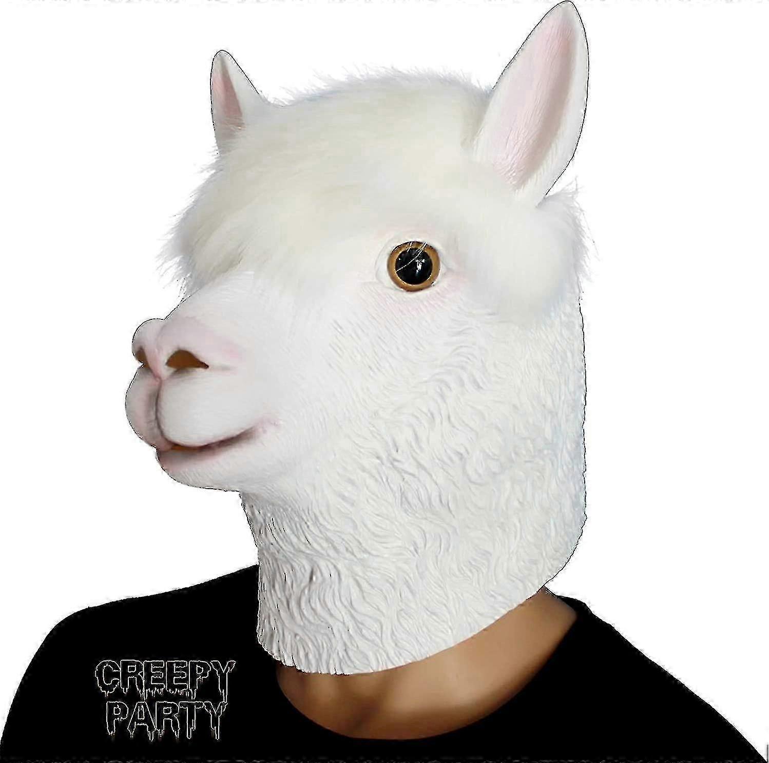 Alpaca Head Latex Mask with Clear Vision Design Suitable for Halloween Parties