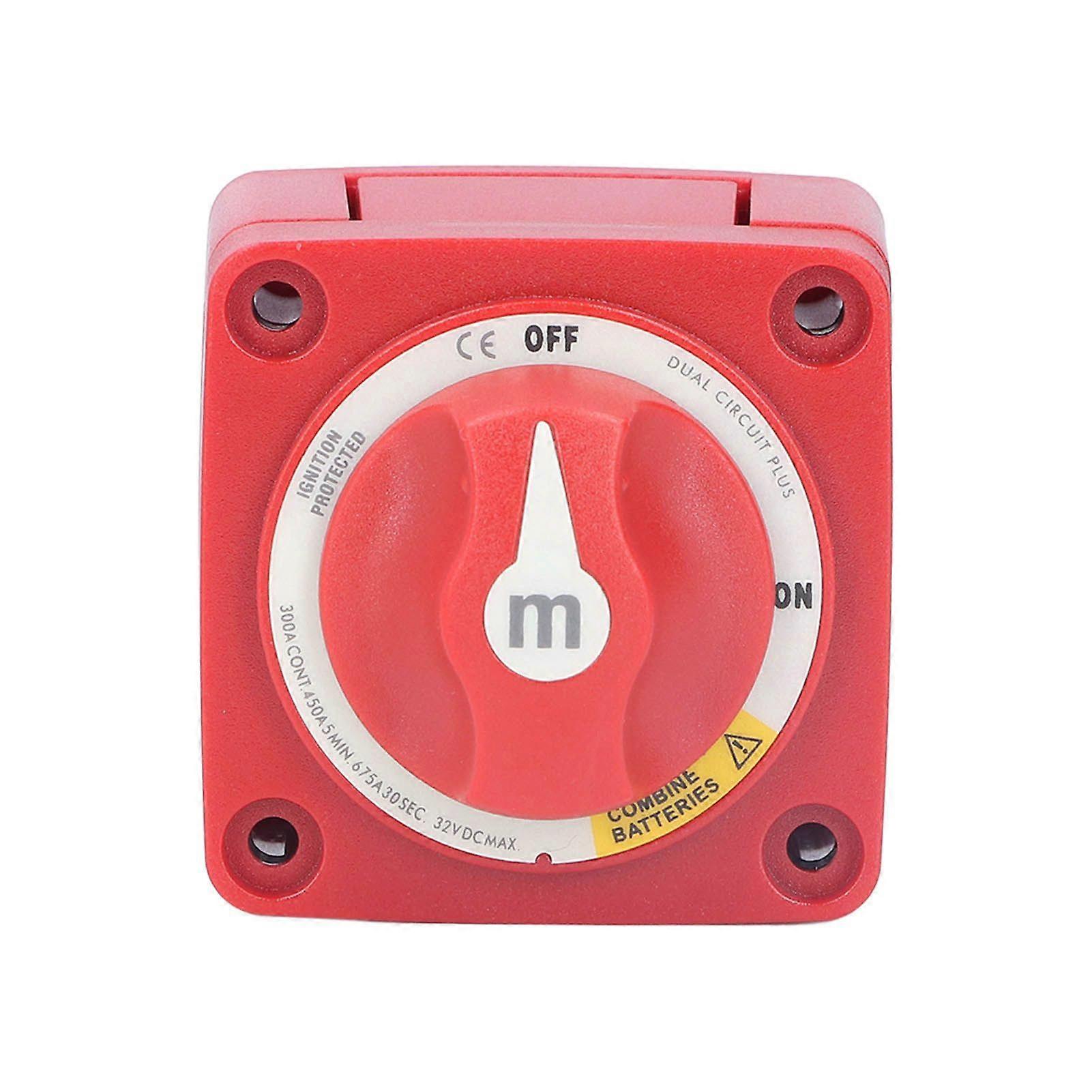 Battery Switch On Off 300A 12V/24V Dual Circuit 4 Terminals Ignition Protected for Yachts RVs