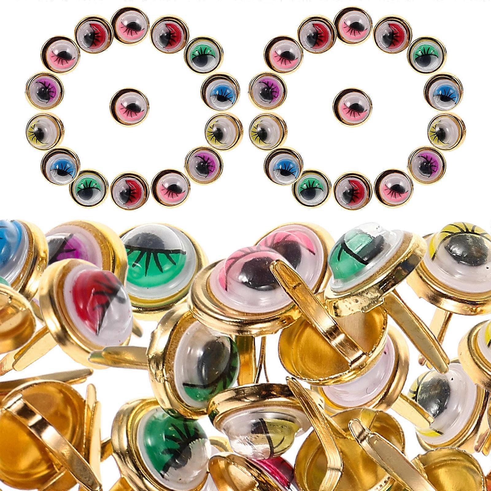 Decorative Paper Fastener Tiny Two-Legged Nails for Art Supplies Alloy Multi Color Paper Craft Fixing 100Pcs