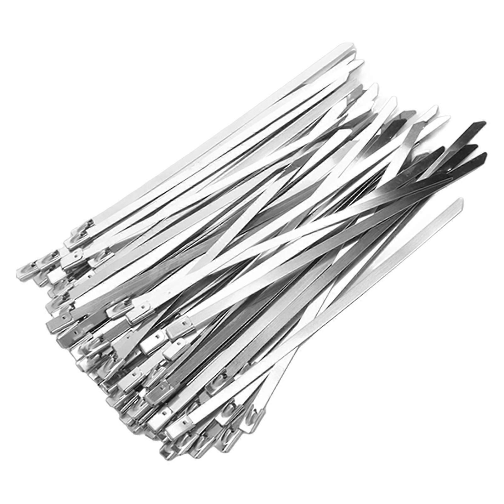 100Pcs Stainless Steel Cable Ties Self-Locking Hose Zip Tie Kit