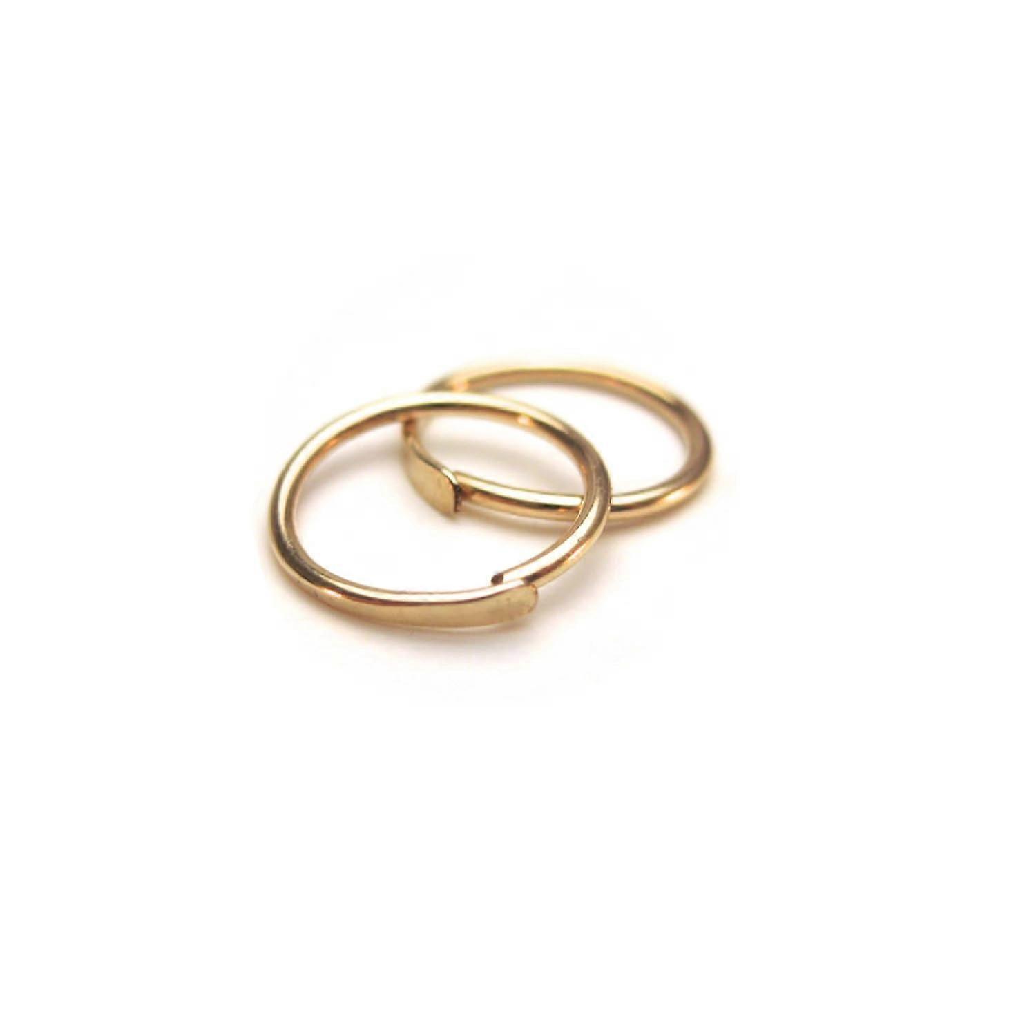 Simple Gold Cartilage Hoops, Upper Ear Piercing, Sleeper Hoops in Gold Filled Wire