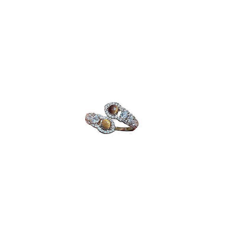 Open Ring, Women's Maillard Style Zirconia Tiger Eye Stone Versatile Index Finger Fashion High-end Ring