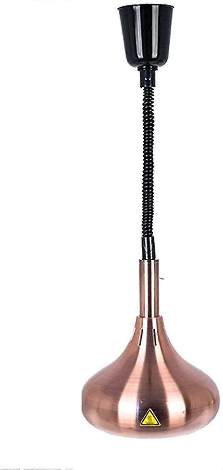 250W Heat Lamp Food Warmer with 26 cm Large Copper Lampshade for Restaurant Kitchen Buffet Insulation Single Head Chandelier