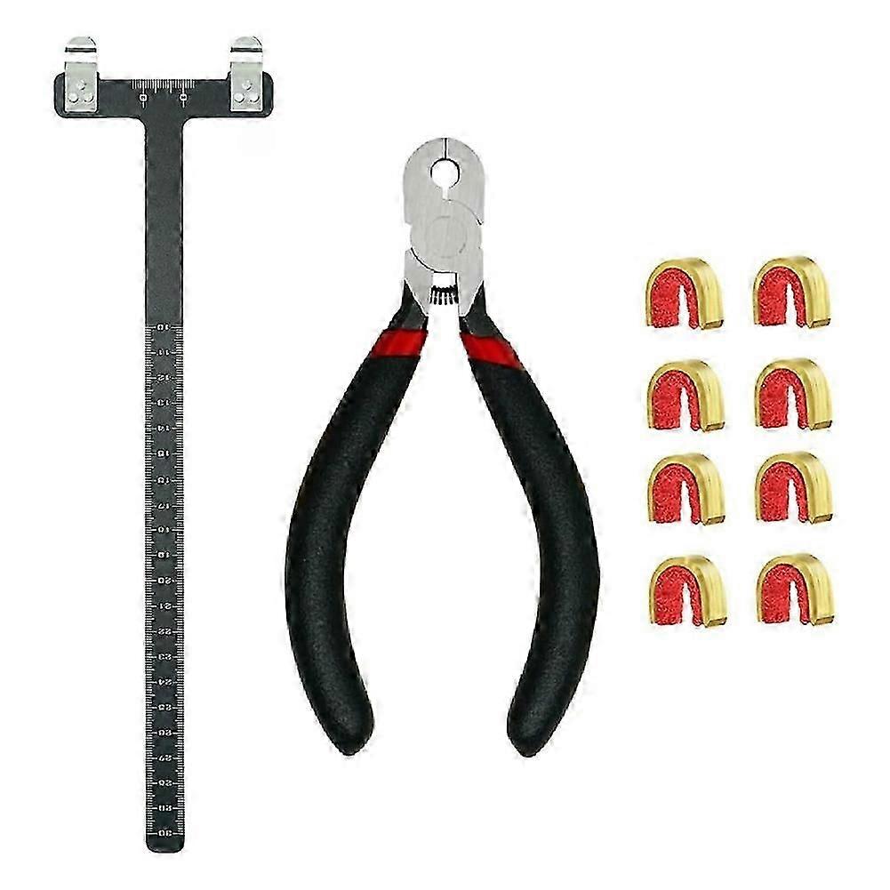 Professional Archery Bow String Nocking Points Set with T-Square Ruler and 8-Piece Buckle Kit in Black Finish