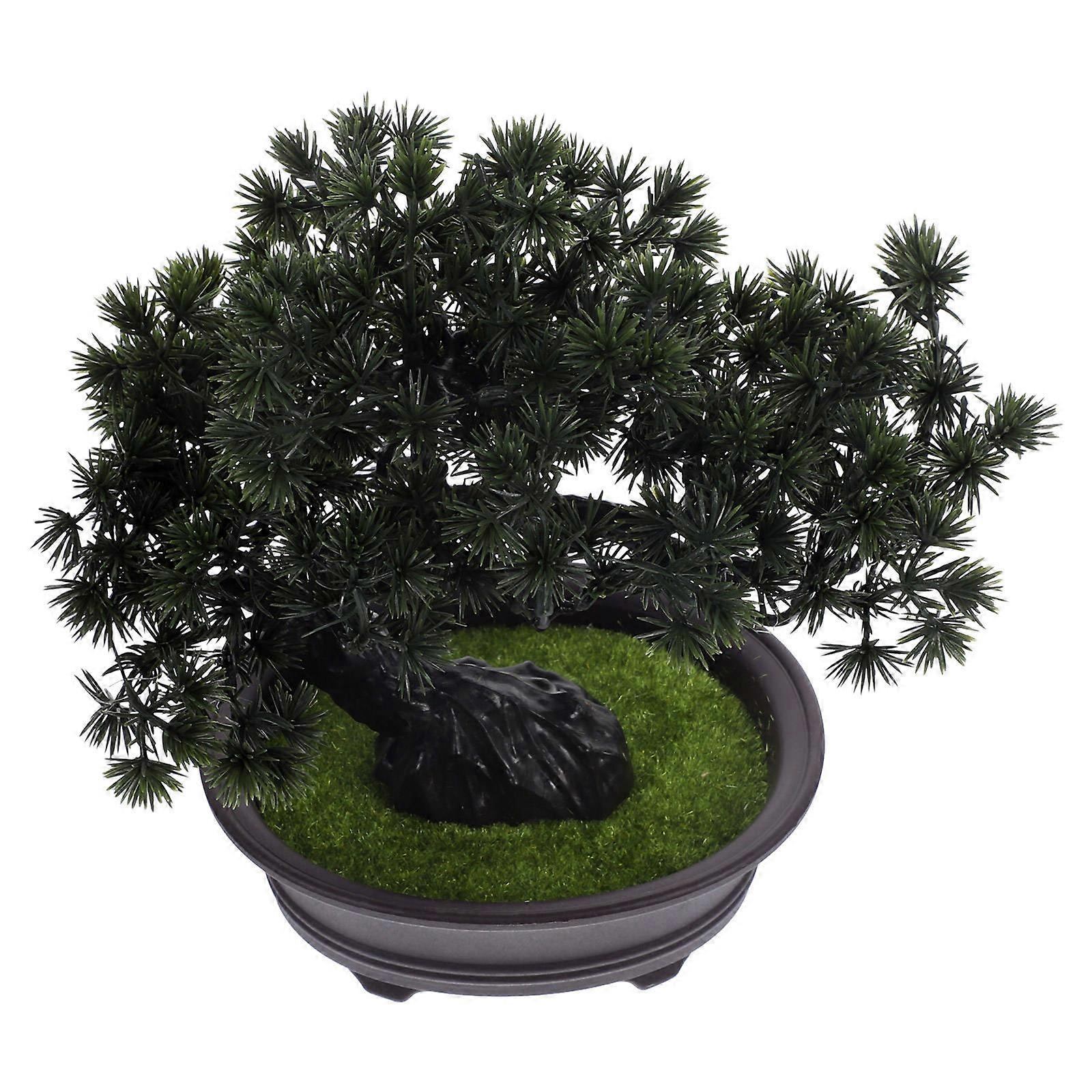 Pine Tree Artificial Bonsai Plant for Decor with 3Pcs Faux Potted Trees