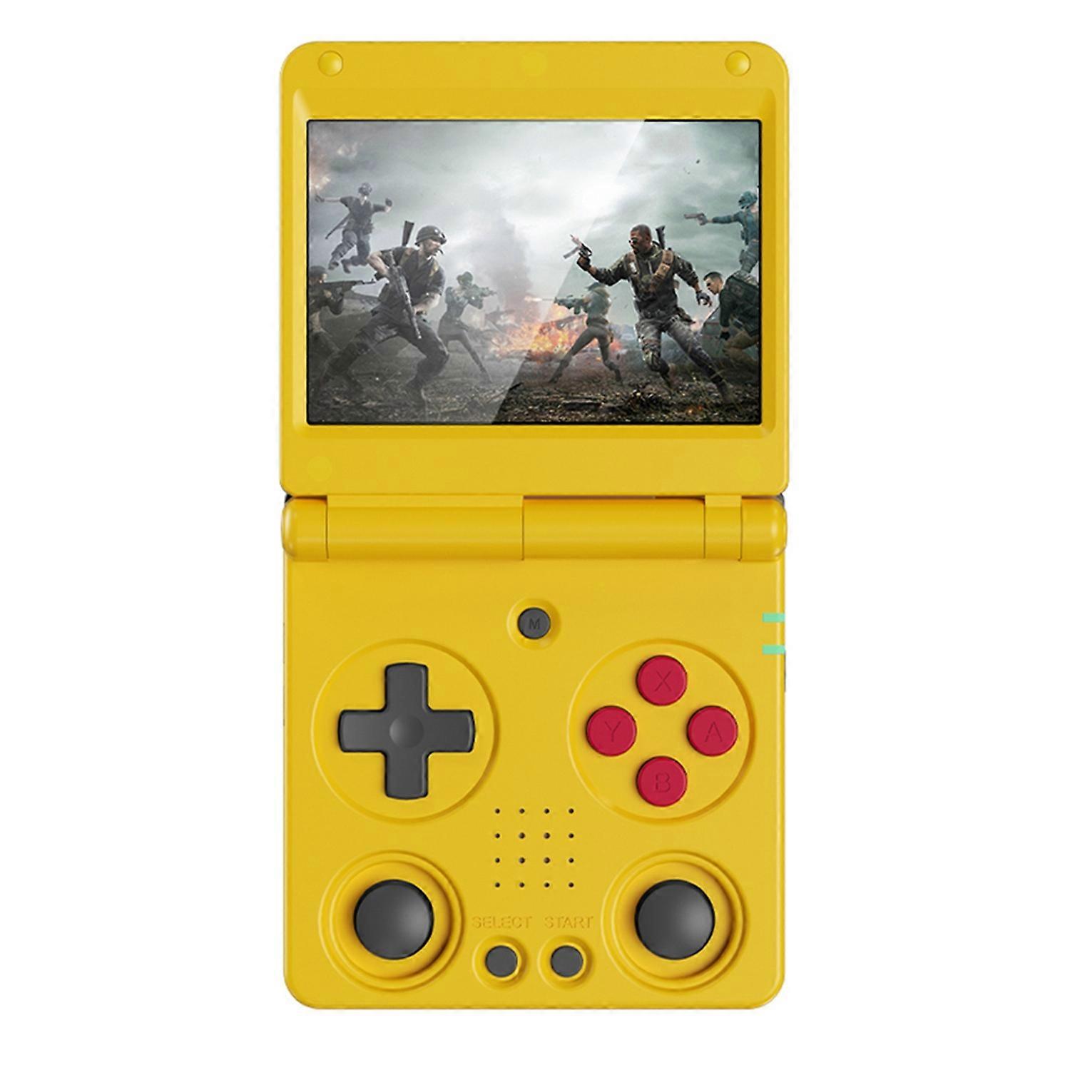 2pc AMPOWN RG34XXSP 3.4" Foldable Retro Handheld Game Console 64G - Yellow