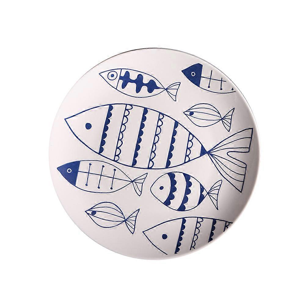 Fish Shaped Platter Ceramic Freehand Plate Home Use Multi Color 8 Inch Tableware 1Pc