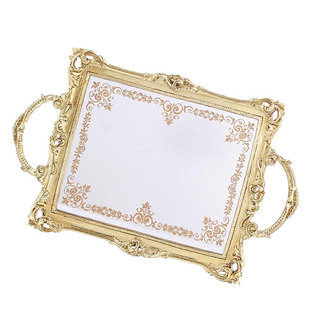 Rectangular Printed Cake Tray For Dinners And Baby Showers Golden European Style Serving Storage 40x26cm 2Pcs