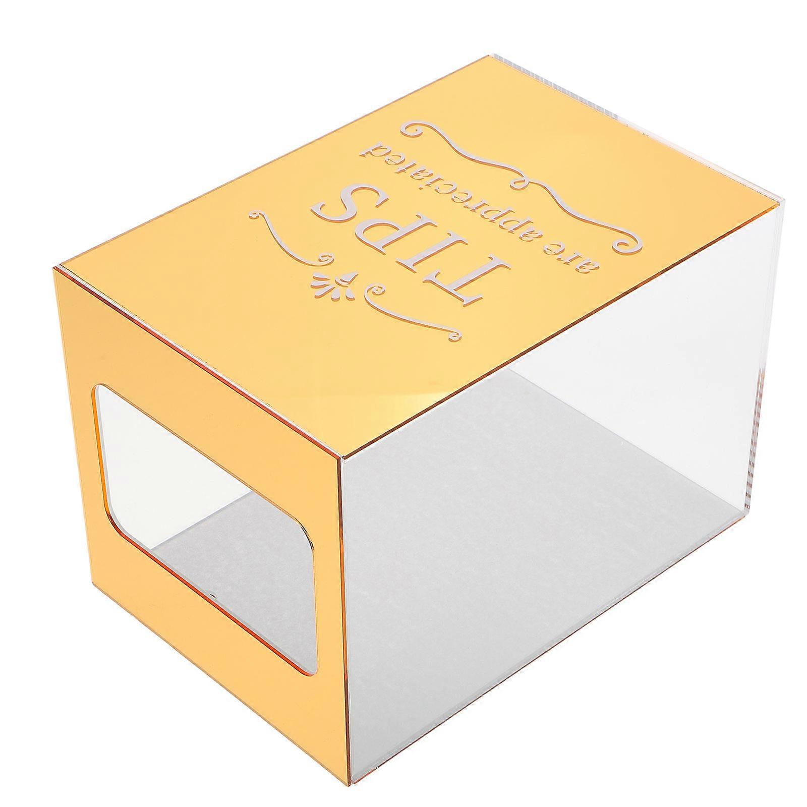 Acrylic Donation Box For Bars Restaurants Collecting Tips Secure Tips Golden Modern 1Set
