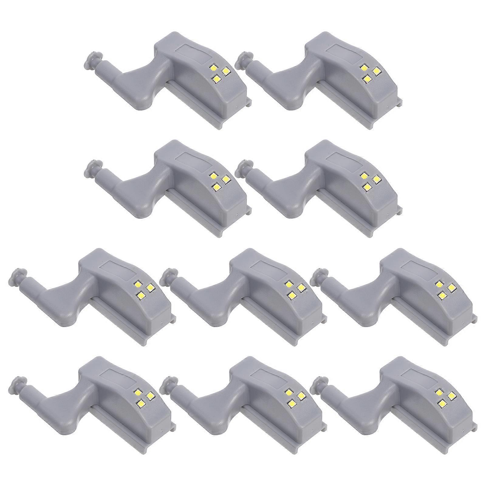 Led Shelf Lights Portable Night Light 10Pcs Automatic Lighting Energy Saving For Kitchen Closet Cupboard Grey Abs Material
