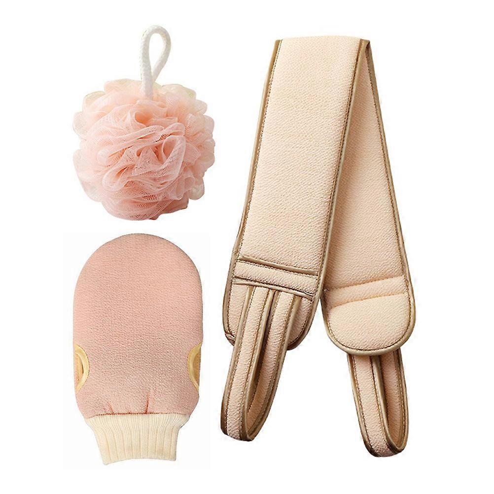 Back Exfoliator for Shower Bath Towel Set Bathing Supplies Light Pink Long Straps for 1 Set