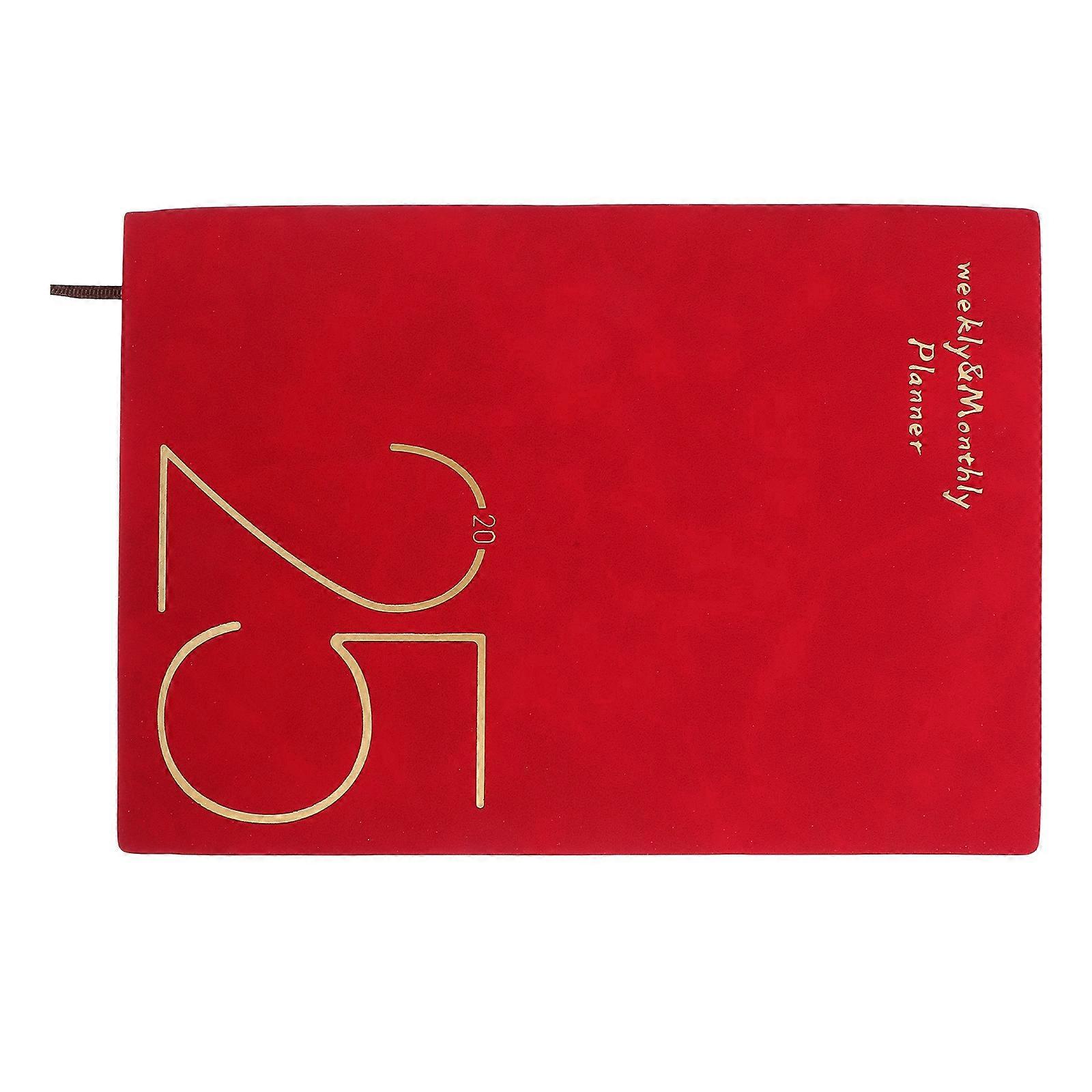 Journal Notebook Planner Academic Use Daily Writing Rectangular Red Pu Material Scheduling 1Pcs