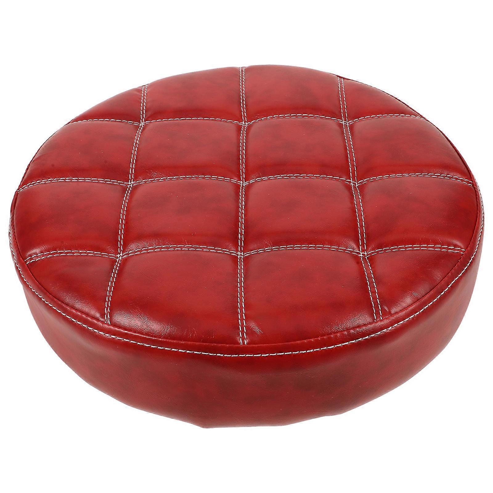 Round Stool PU Seat Replacement for 2Pcs Red Stool Seat Pads