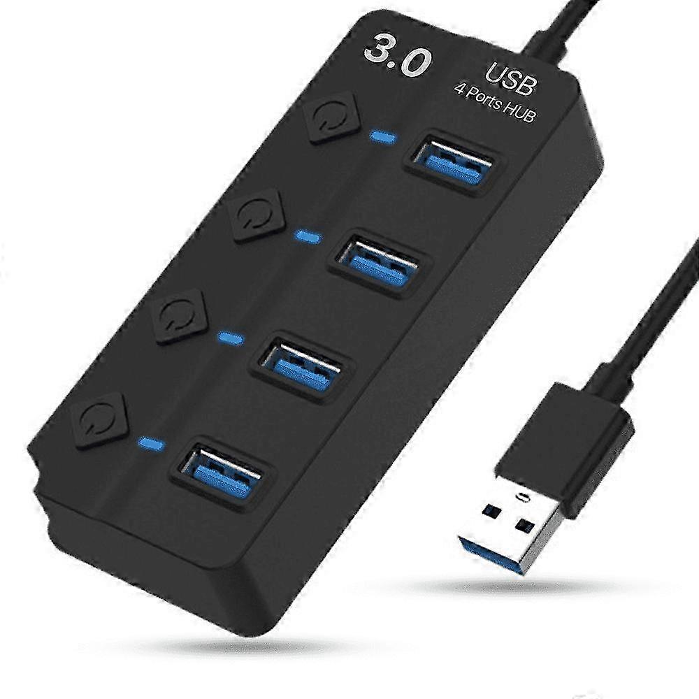 2025 4 Port USB 3.0 Hub Splitter USB Extender adapter with Individual Switches