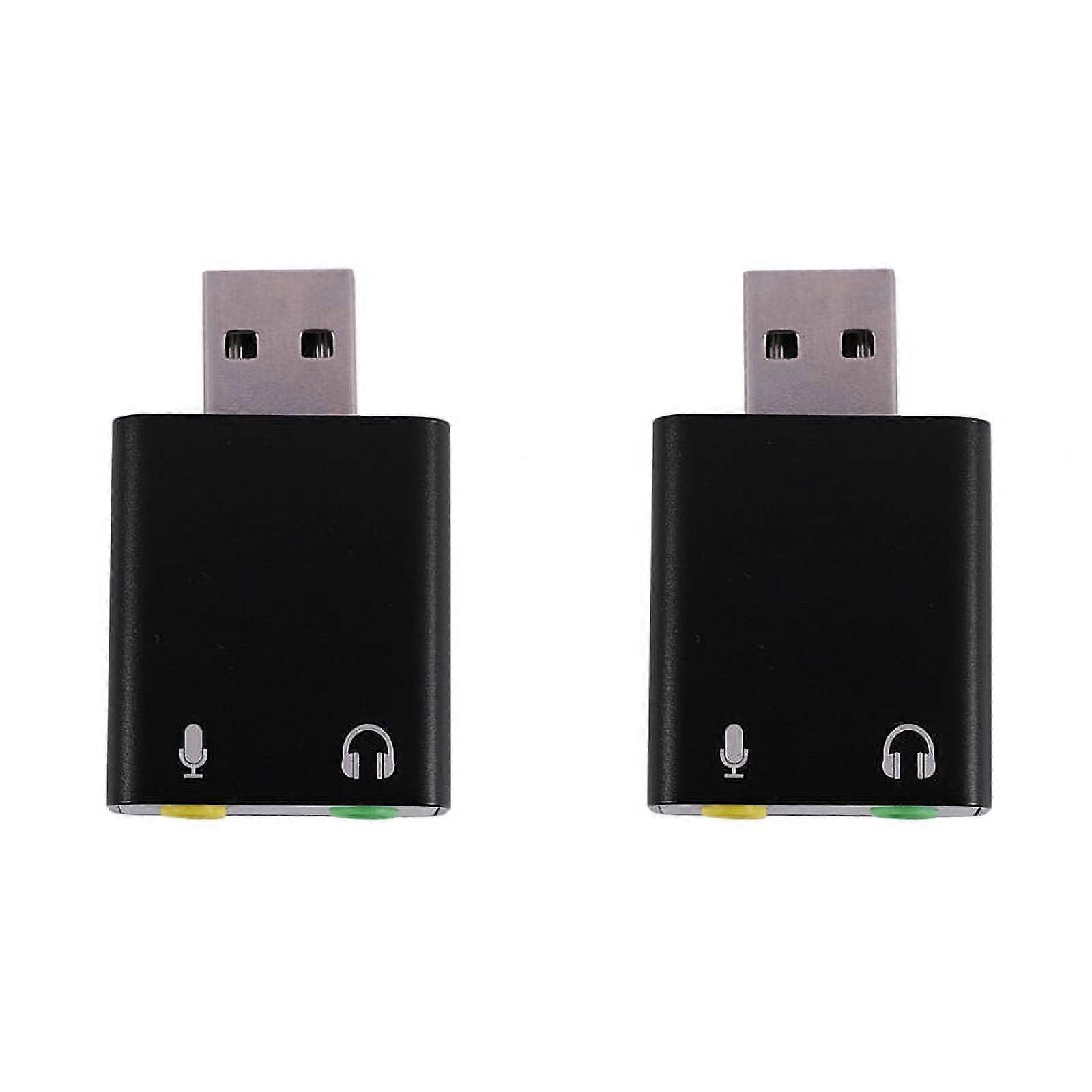 2X 7.1-Channel Aluminum Alloy USB Sound Card Computer External Sound Card USB7.1 Sound Card Analog Sound Card