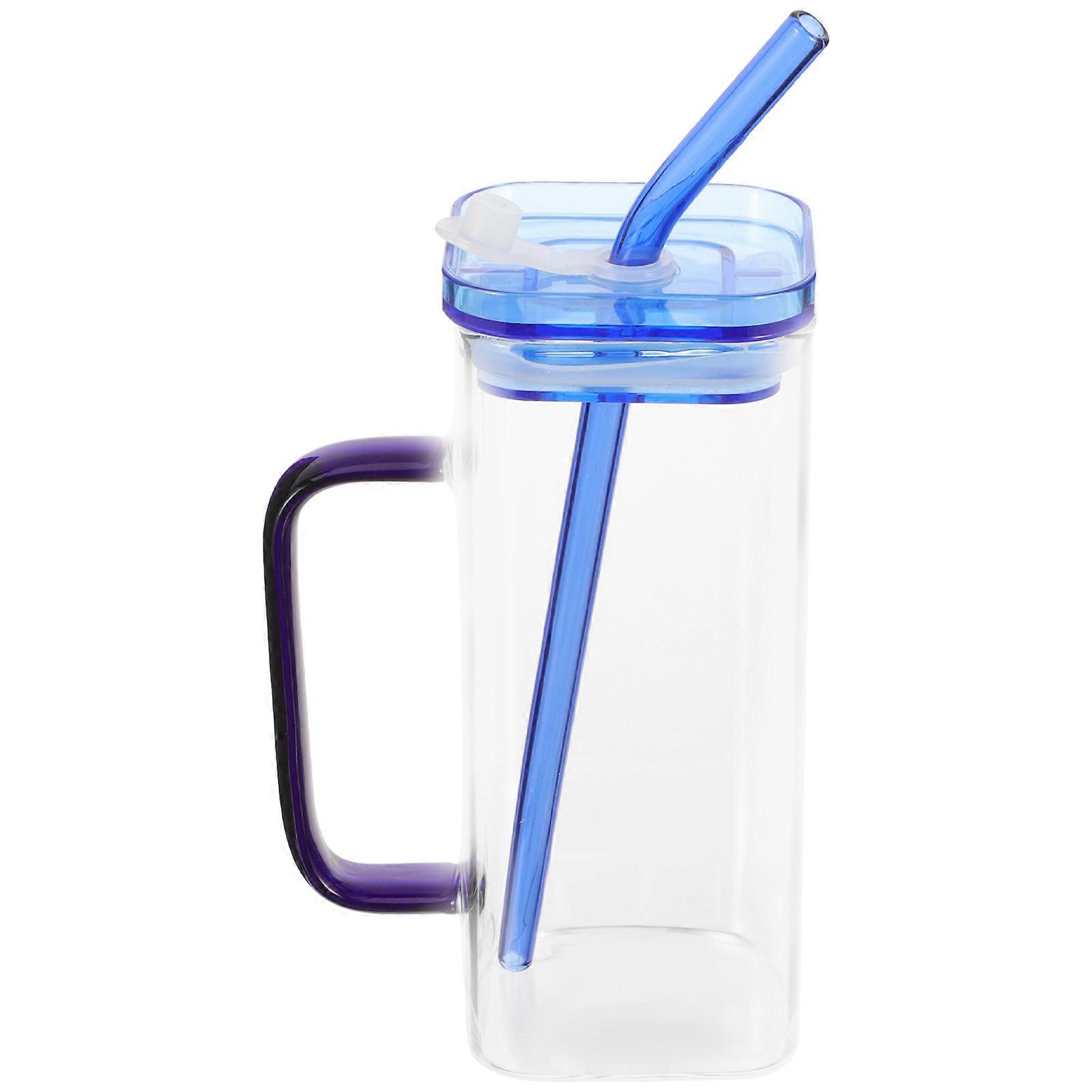 Square Glass Cup Set for Iced Coffee with Handle Featuring 5Sets