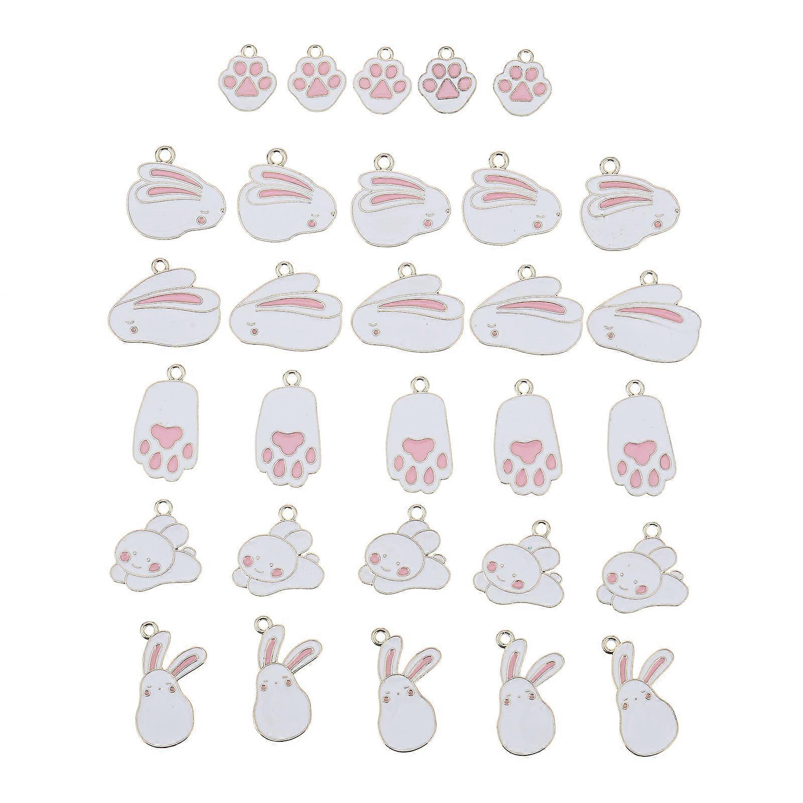 Rabbit Shaped Alloy DIY Accessories for Crafters and Artists 3.00x2.00x0.50cm Durable Charms 30Pcs