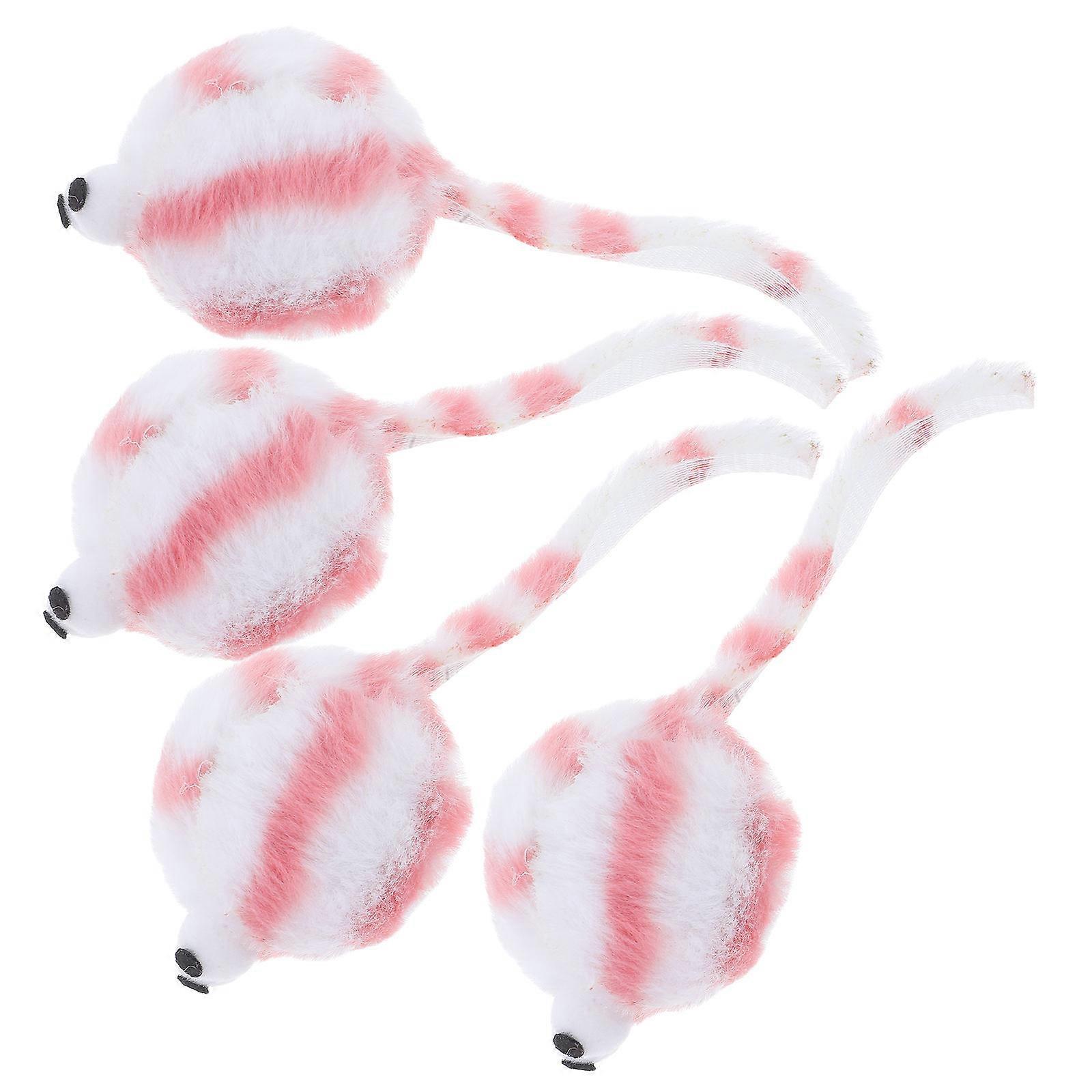Cat Toys Mouse Shaped Interactive Cat Toys Plush Mouse Pink 20Pcs