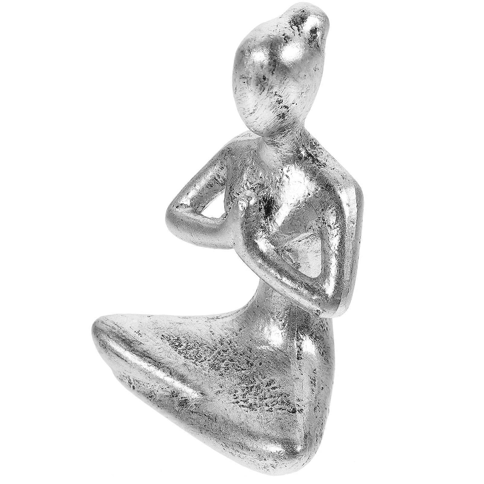 Thinker Statue Desktop Resin Abstract Sculpture for Home Use 4Pcs Silver
