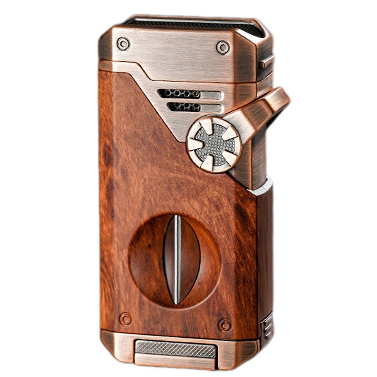 Cigars Lighters with Built-in Cutters Cigars Holder Punch Lightweight Portable Lighter Office Desk Accessory