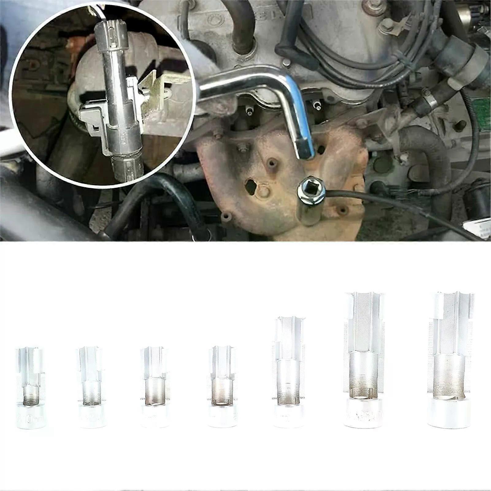 7 Pcs Oxygen Sensor Removal Socket Tool Chromium Alloy Oil Injector O2 Sensor Wrench Removal Tool Set for Vehicle