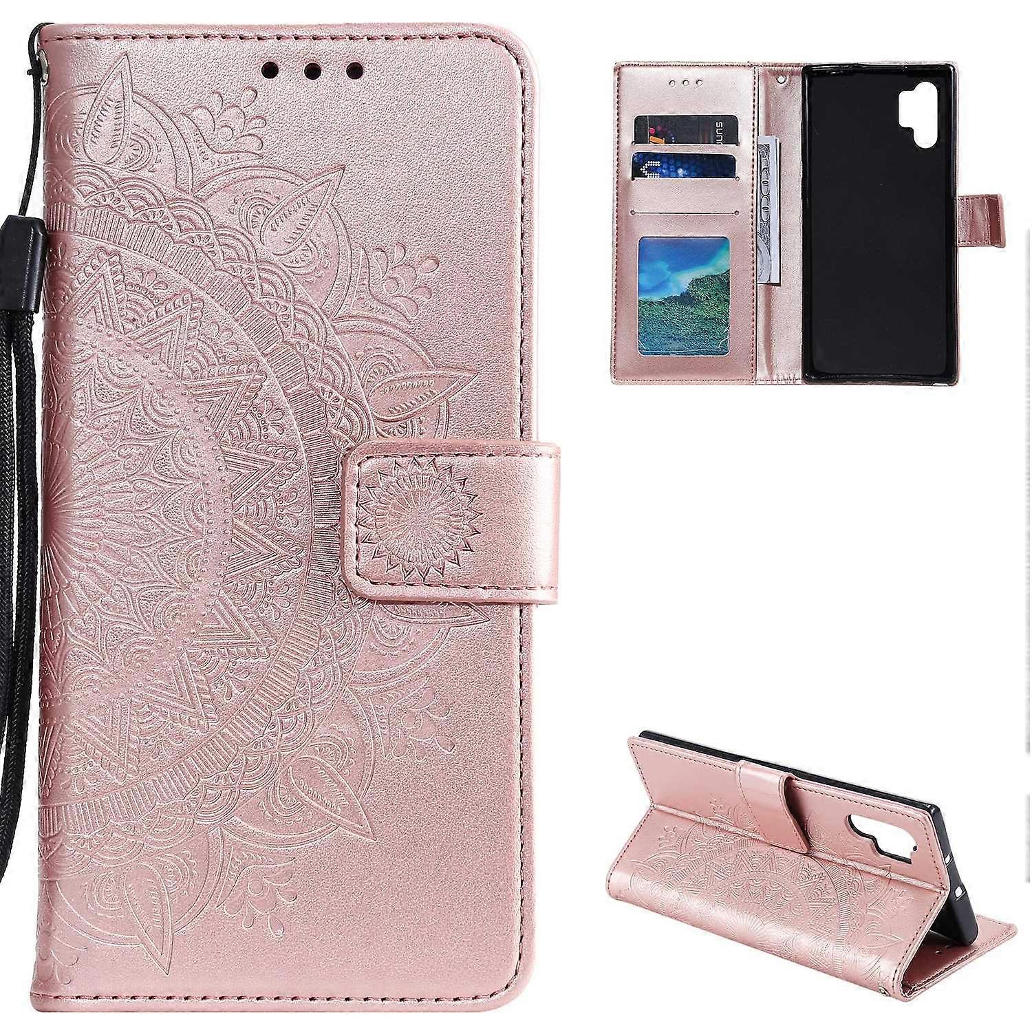 Imprinted Mandala Flower Wallet Stand Function Leather Case with Strap for Samsung Galaxy A32 5G