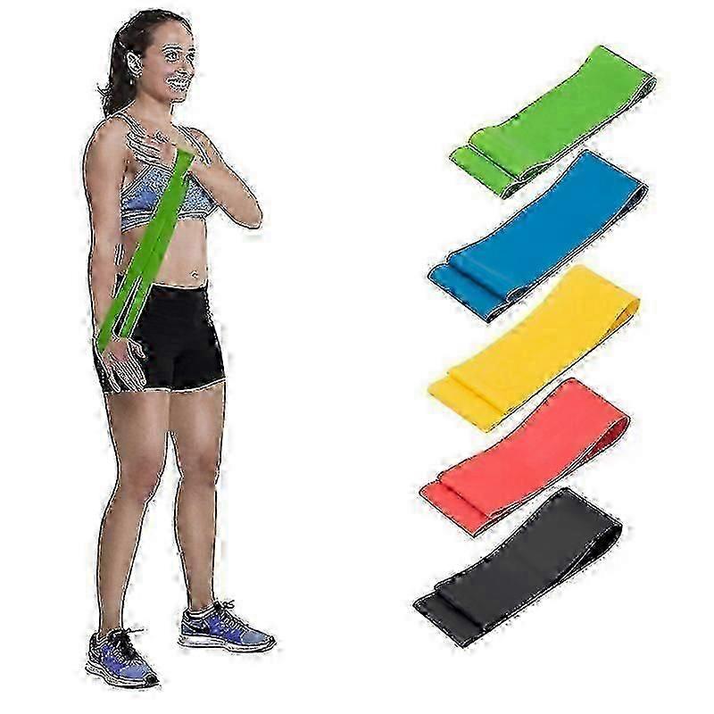 5 عبوات أحزمة تمرين ، أحزمة مقاومة ، يوغا ، إعادة تأهيل أسود