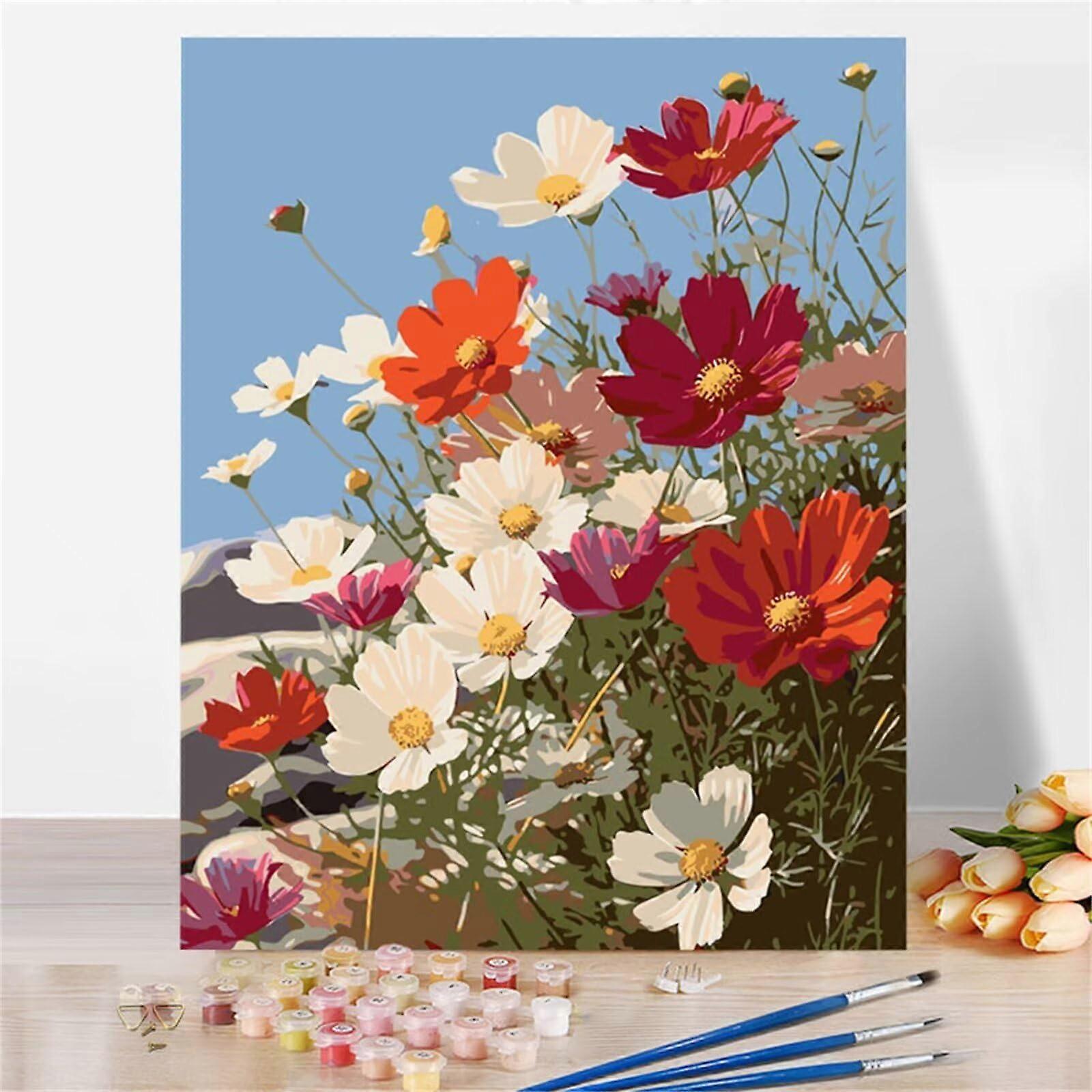 Paint By Numbers For Adults On Canvas 16x20 Inch Flower Kit With Brushes And Acrylic Pigments 40x50cm Gift Wall Decor