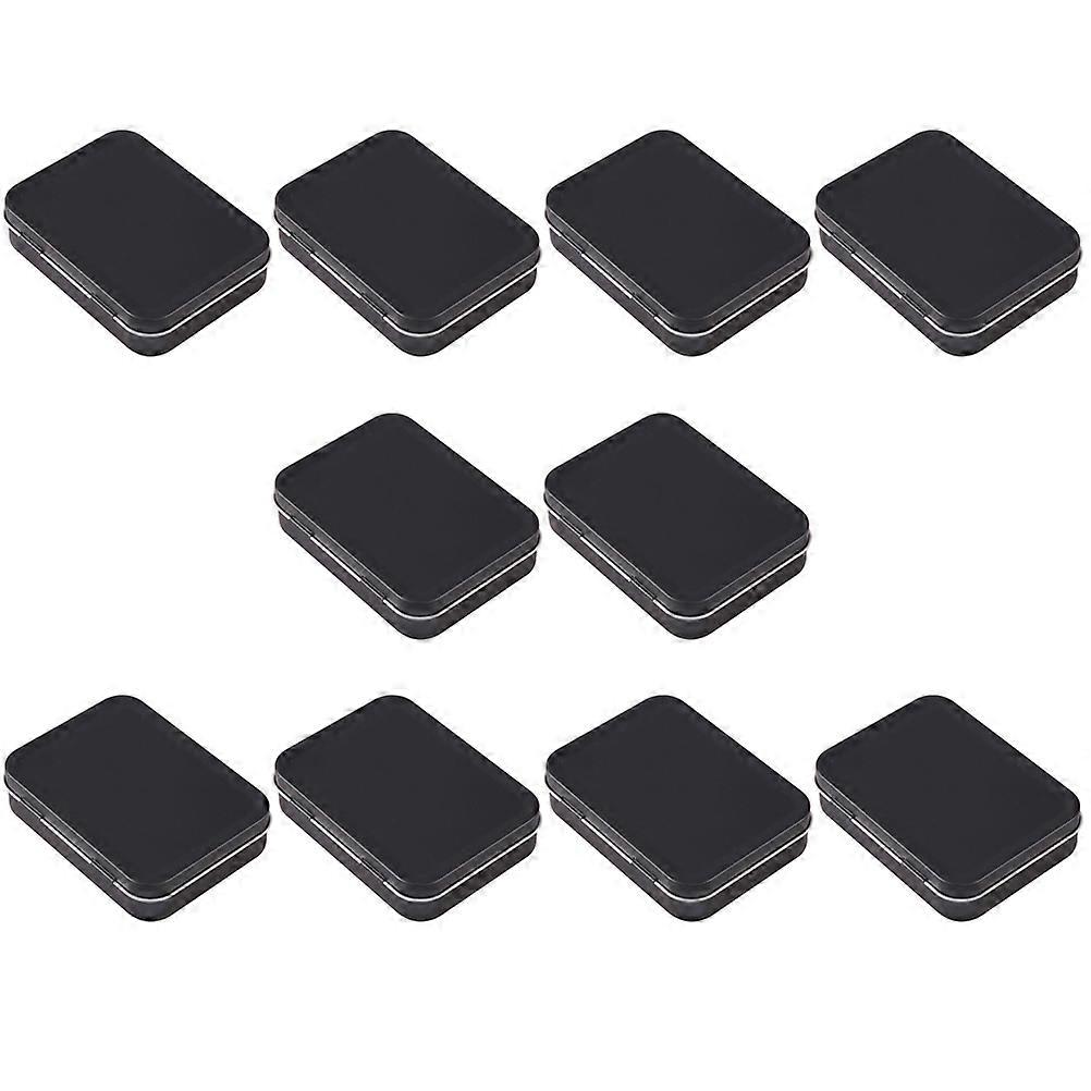 Portable Black Mini Rectangular Tin Boxes for Storage 10Pcs Iron Small Containers