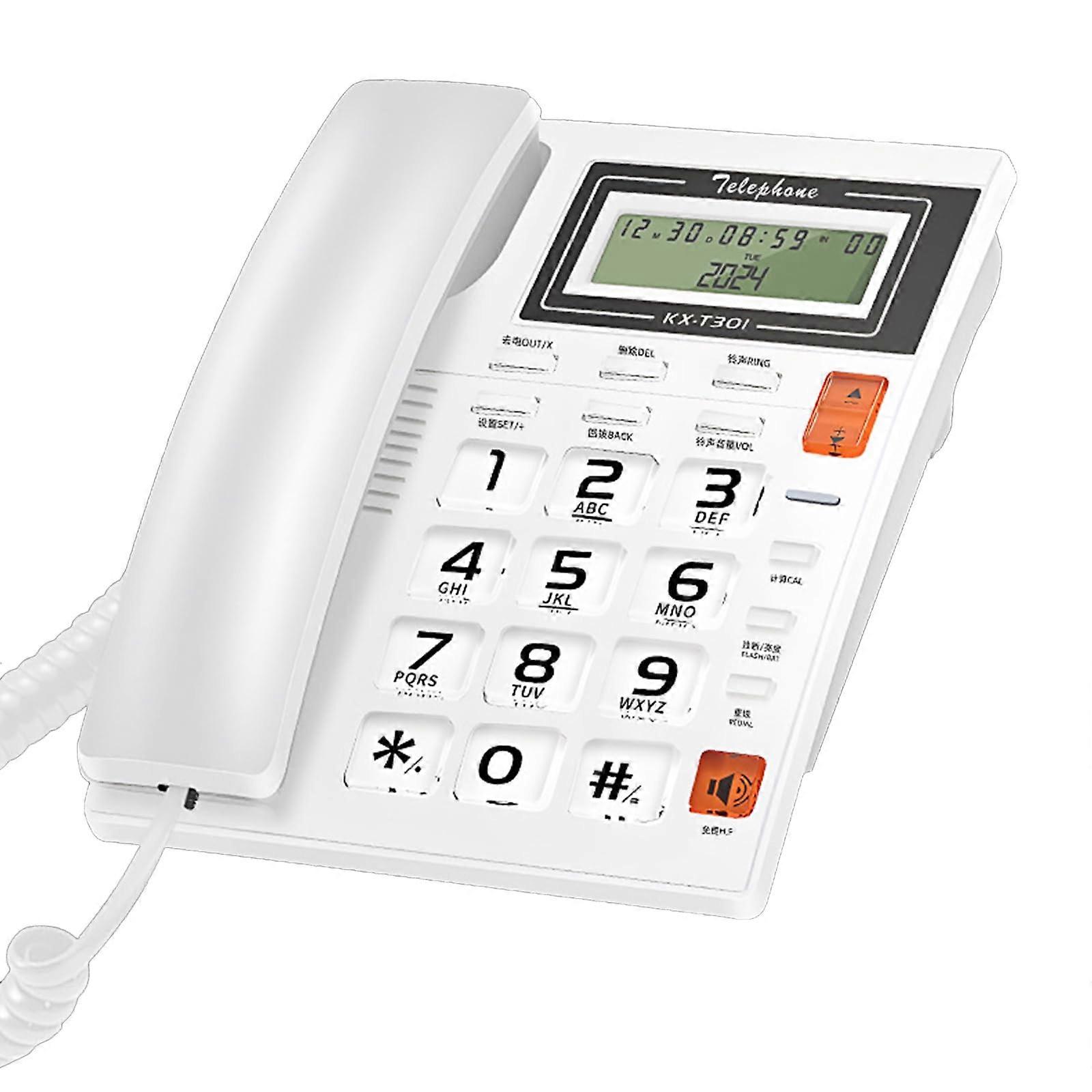 Landline Telephone Corded Desktop Phone With Large Button And Caller Display For Front Desk And Home Office White