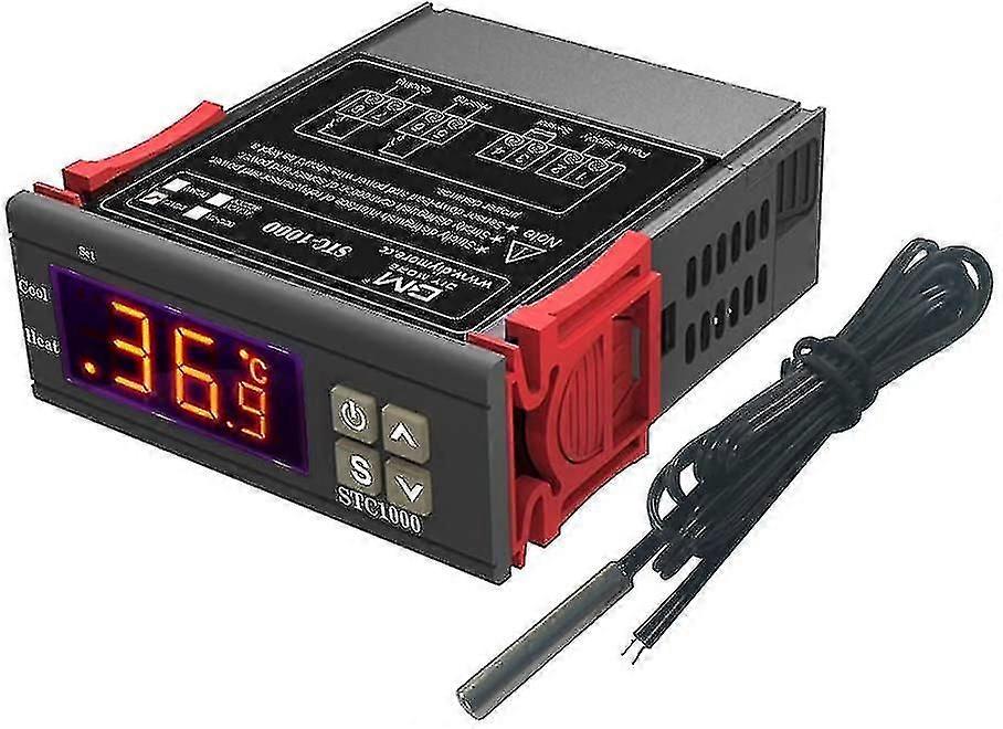 Stc-1000 Temperature Controller, 12v 10a Versatile Digital Thermostat With Ntc Probe For