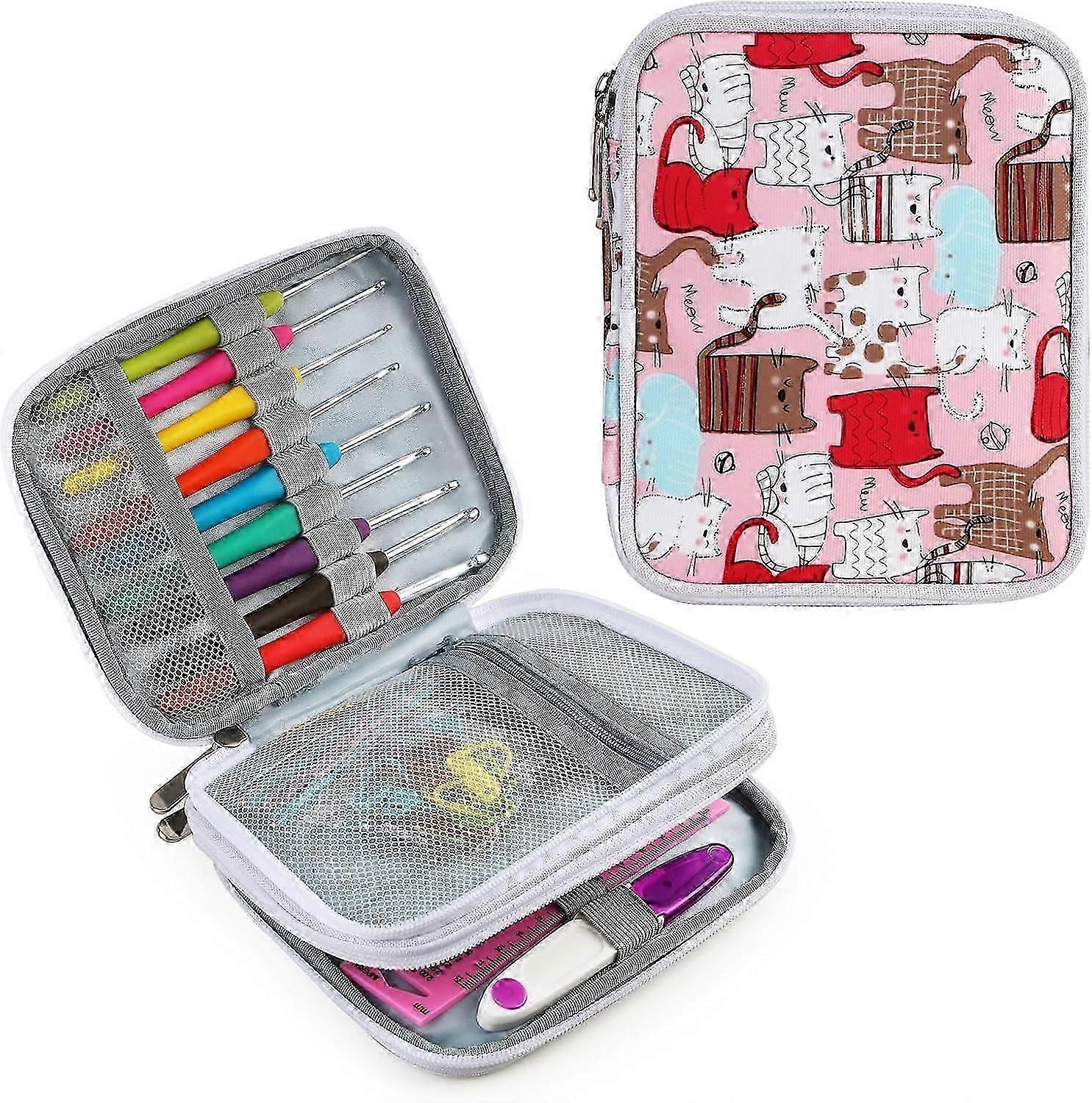 Crochet Hook Case Without Hooks and Accessories, Zipper Storage Organizer Bag with Pockets