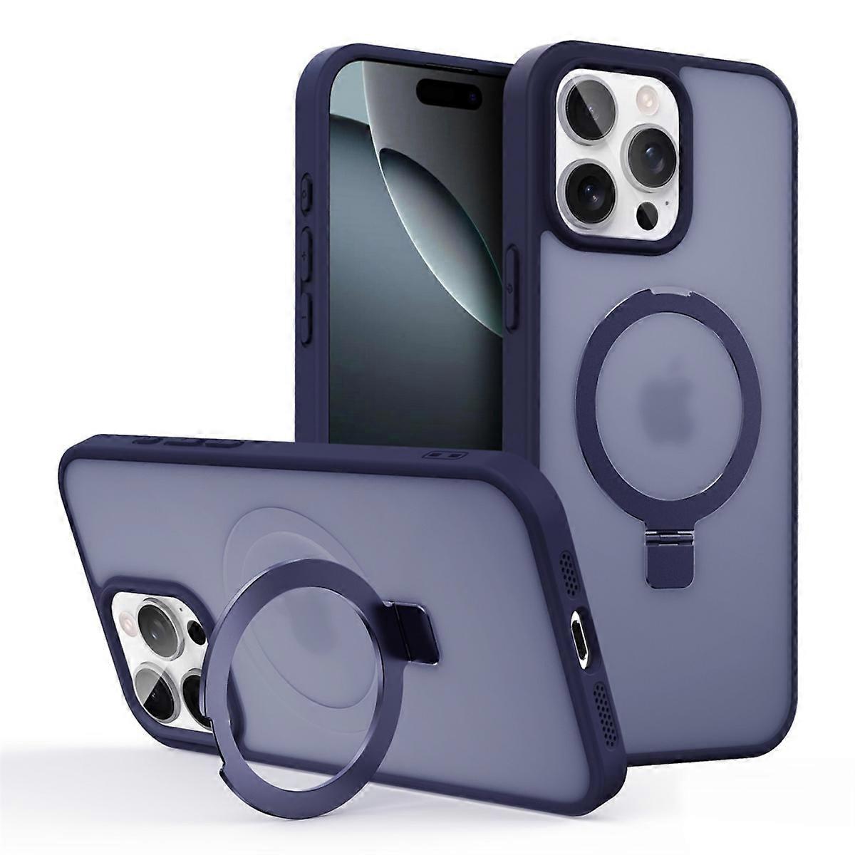 Shockproof Magnetic Kickstand Matte Case For iPhone 16 15 14 Plus 13 12 11 Pro Max Case With Holder Stand Cover for Magsafe