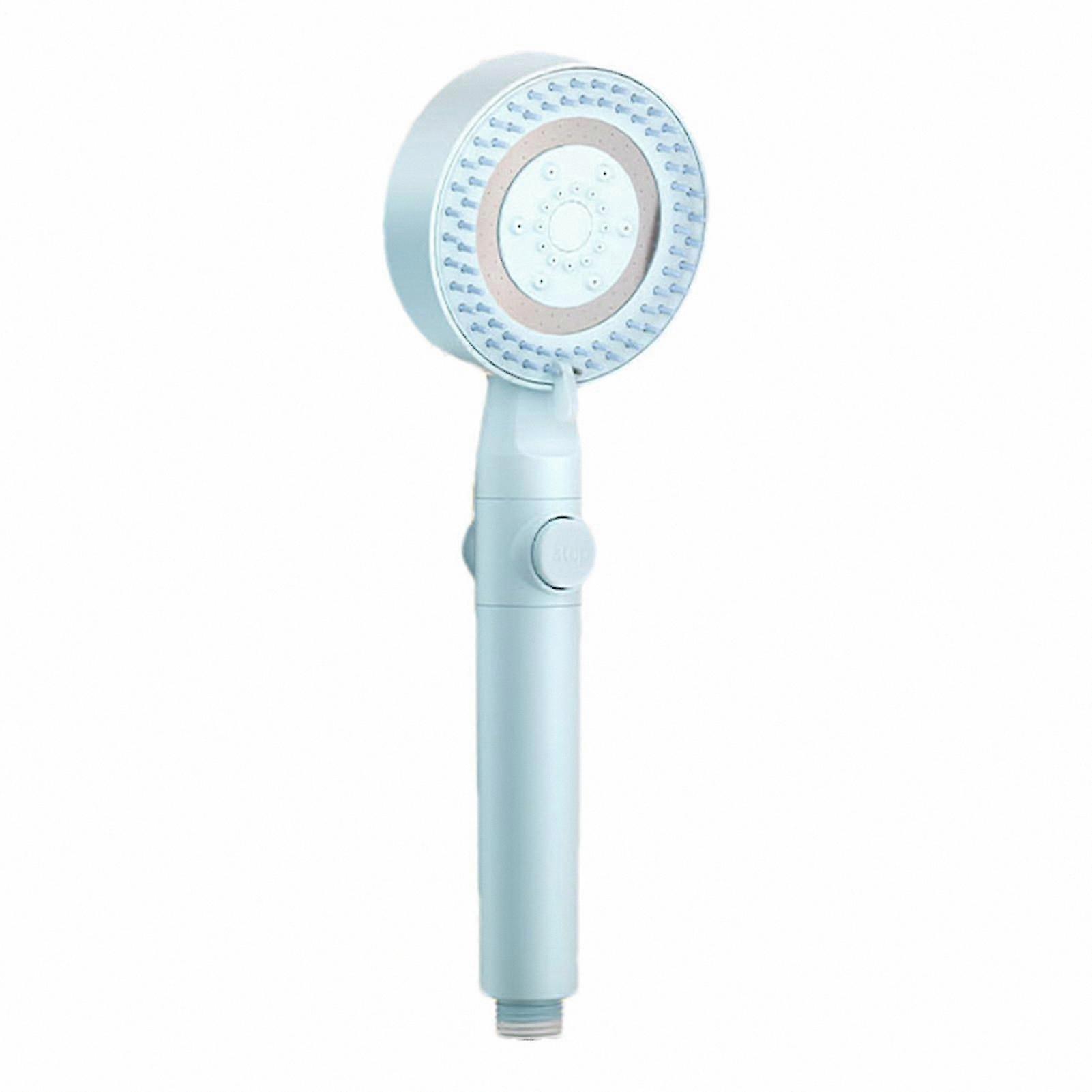 5-Mode Shower Head with Pressure Boosting and Multilayer Filtration for Home Bathing in Sky Blue