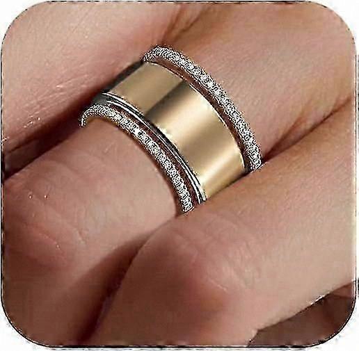 2-Pack Gold Plated Stackable Rings with Cubic Zirconia for Women, Compatible with Oura Gen 4 and Gen 3 Bands