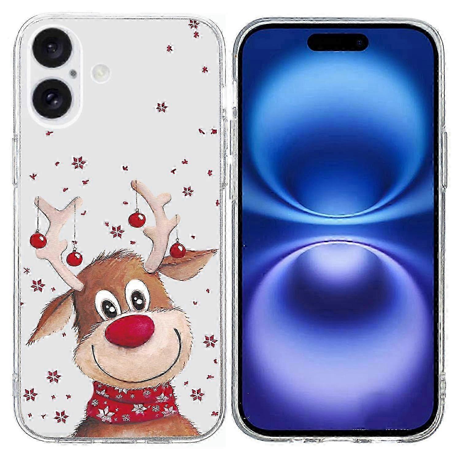 For iPhone 16 Plus Case Christmas Pattern Print Soft TPU Phone Protector