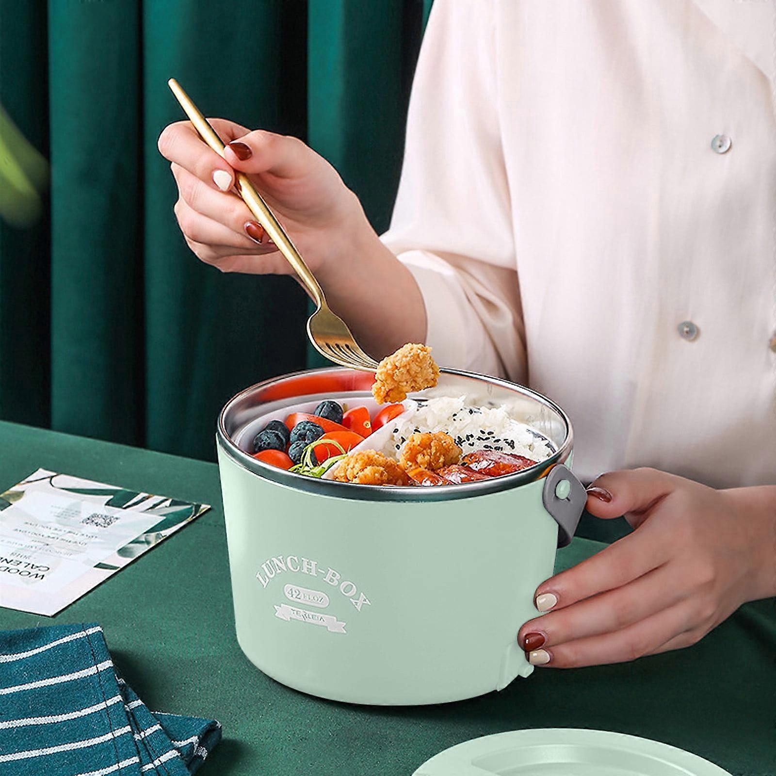 maxiaoxia 48W Electric Lunch Box Heater, 110V Leakproof with 1.2L Removable Stainless Steel Container, Reusable Bento Box for Work/Car/Office,