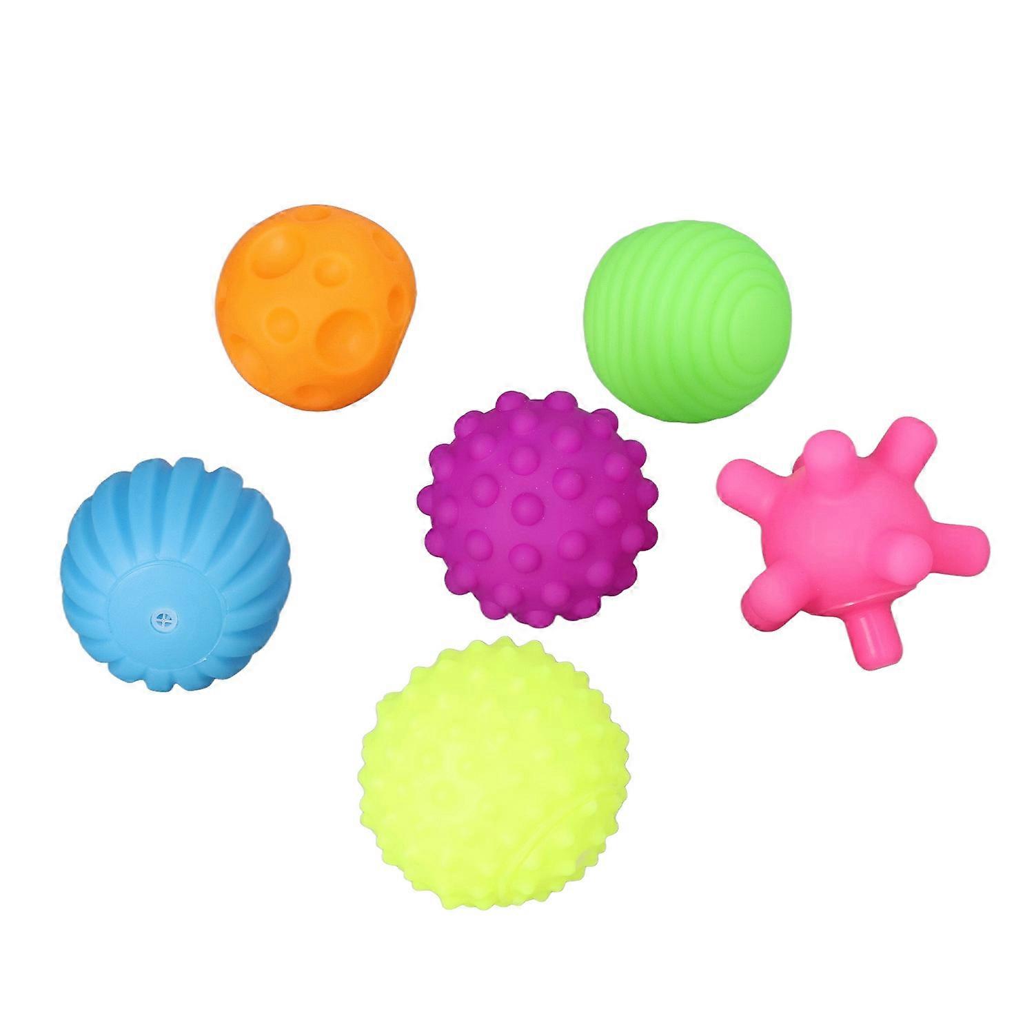 6pcs Baby Textured Ball Set Infant Funny Soft Elastic Multicolor Squeezing Sensory Ball Toy for Home