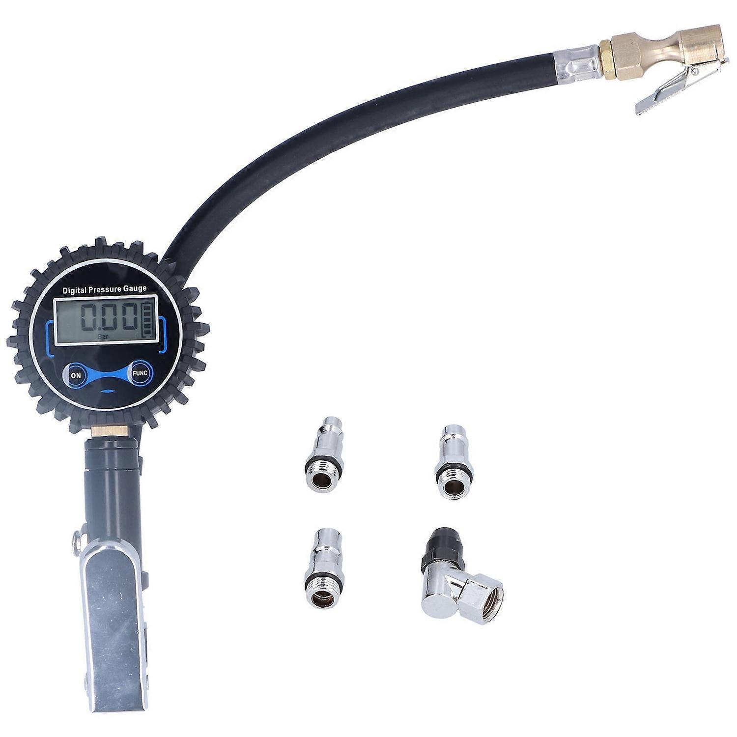 200PSI 14BAR Tire Inflator Meter LCD Display Inflation Pressure Gauge with LED Light for Car Van Mot