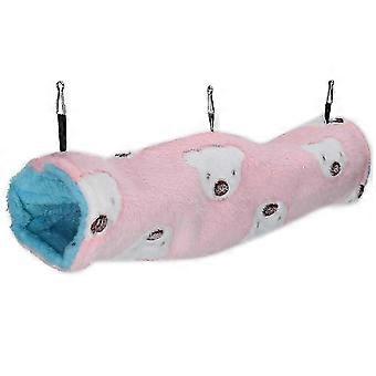 Hamster Tunnel Nid de coton Petit Pet Peluche Soft Hanging Channel House (rose Petit Ours)l