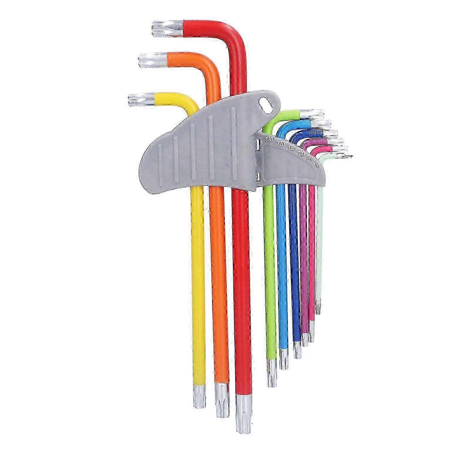 Multi Colour Long Arm Hex Key Set Chrome Vanadium Steel Tools T10?T50