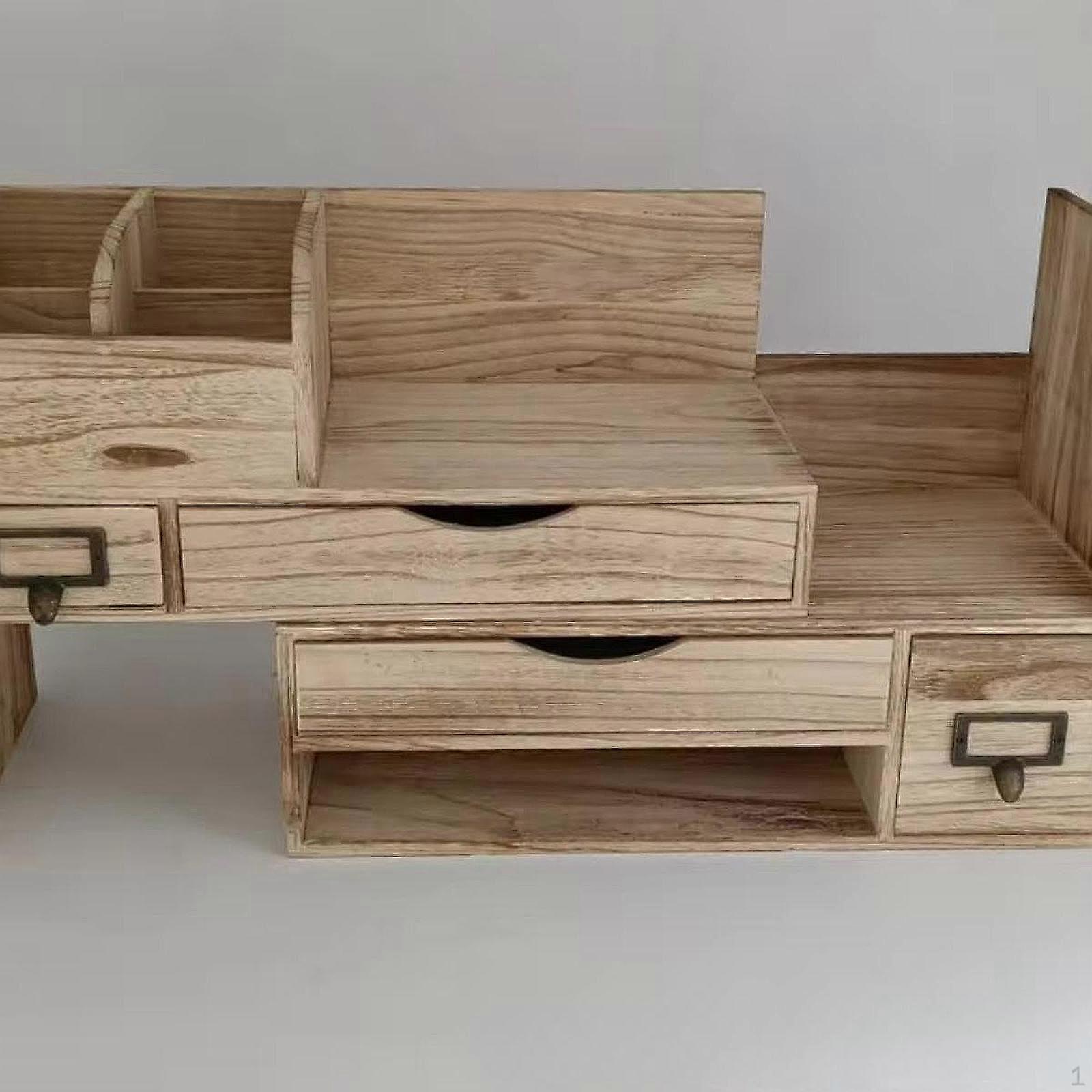 Desktop Organizer with Drawers Storage Box Shelf Sleek Display Rack Tabletop Organization