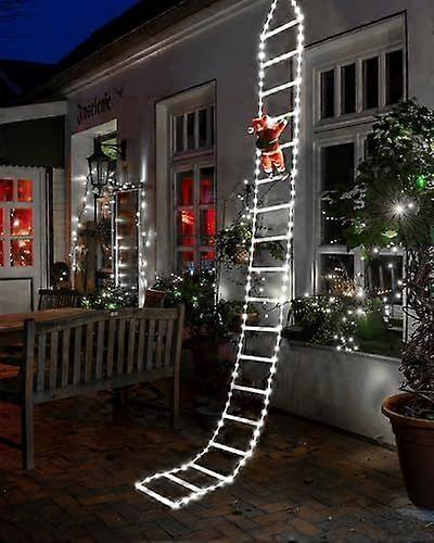 9.9Ft Christmas Ladder Lights with Santa Claus - 338 LED Christmas Lights, 8 Modes, Timer Memory Function, Mains Powered, Indoor Outdoor Garden Xmas T