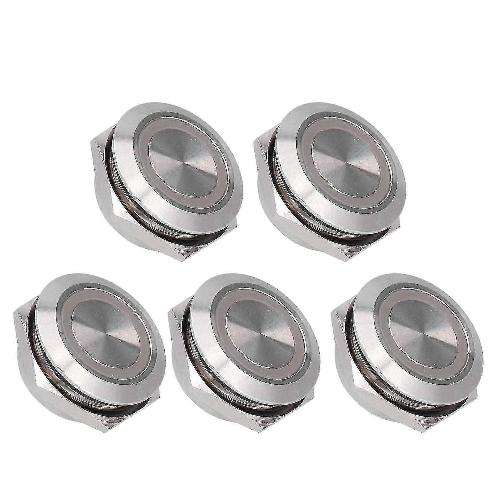 19mm AC220V Red 5Pcs Momentary Push Button Switch, Metal Auto Reset, Ultra Thin Waterproof with LED 2025