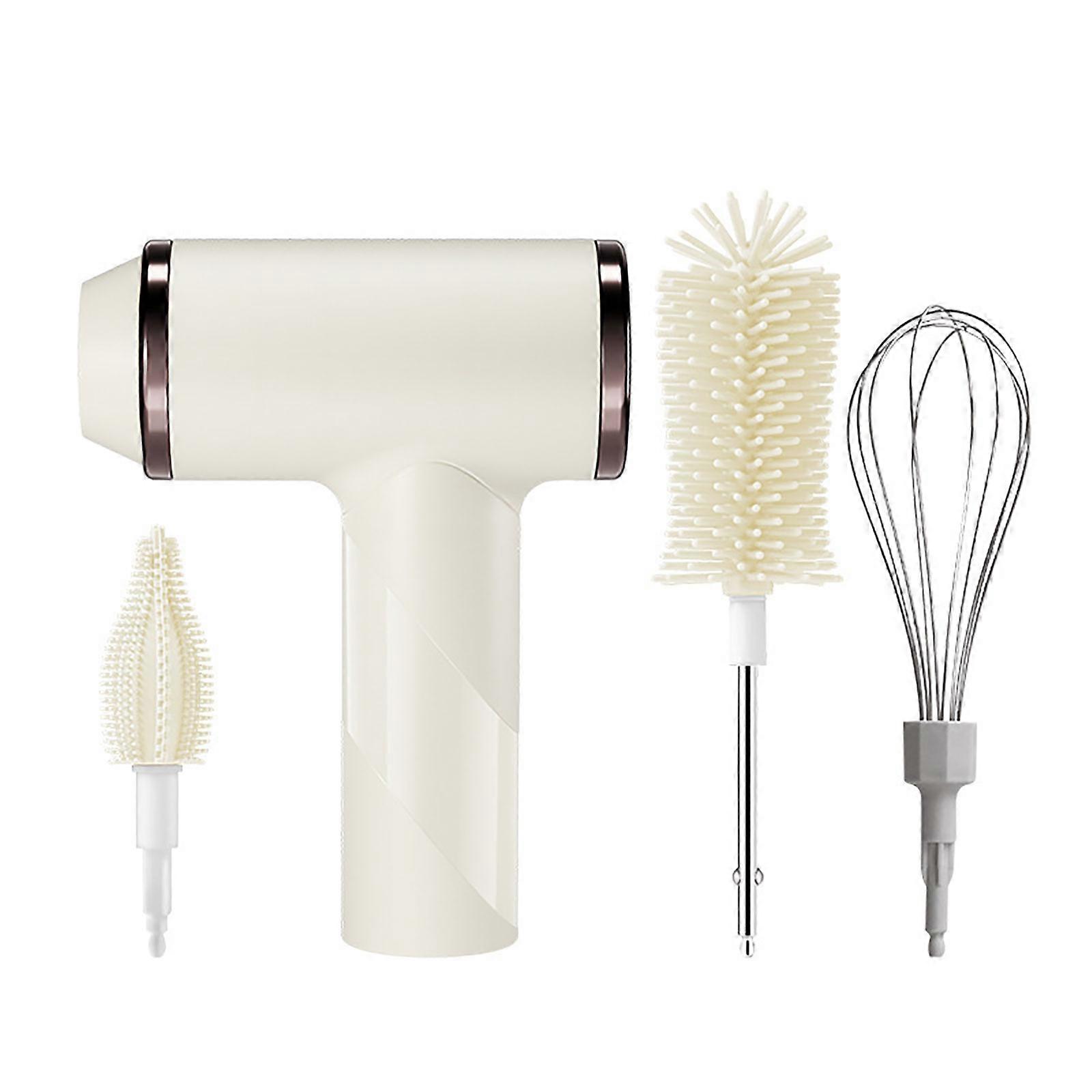 Rechargeable Electric Bottle Brush Structure 1000mAh Battery 120 Minimum Use Ergonomic Against Slip Handle for Protein Agitators Travel Cups  White