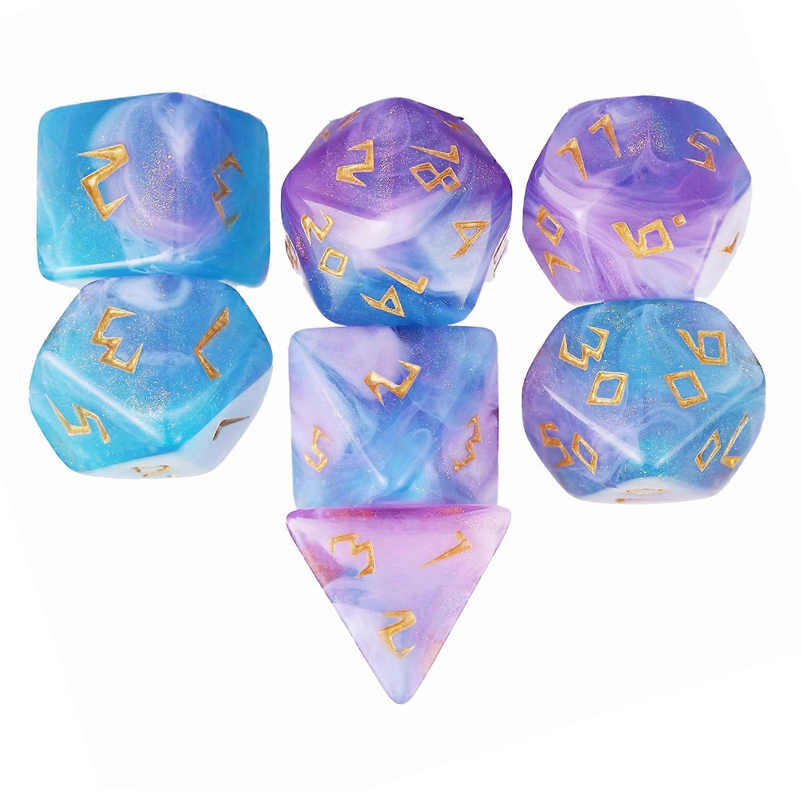 7Pcs/set Polyhedral Acrylic Dices Multi-faced Various Shape Digital Game Dices for Club Party Family Board Game Props Multicolor